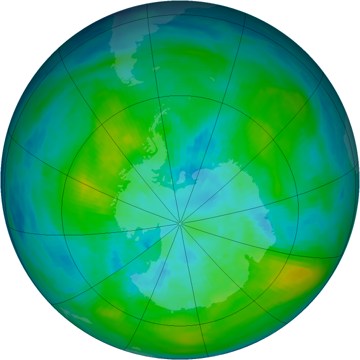 Antarctic ozone map for 27 March 1980